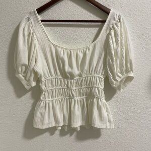 Mauve feminine  Cream Puff Sleeve Top